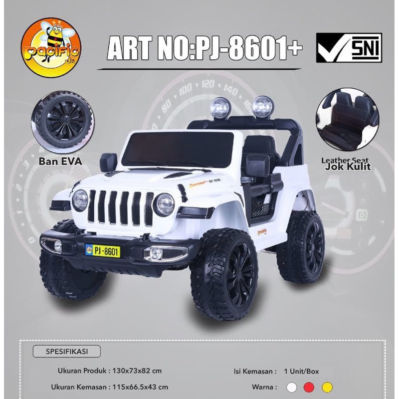 Termurah !!! Mainan Mobil Aki Anak Pacific PJ 8601+ Ban Karet mobilan listrik Ukuran besar