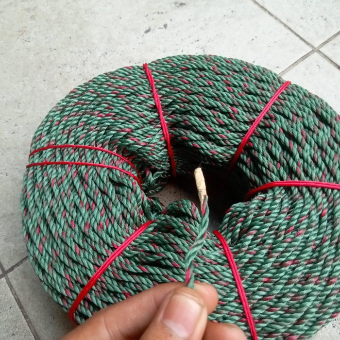 

1 Roll Tali Tambang 3mm PE Tambang Hijau Bintik Merah Tambang Plastik PE
