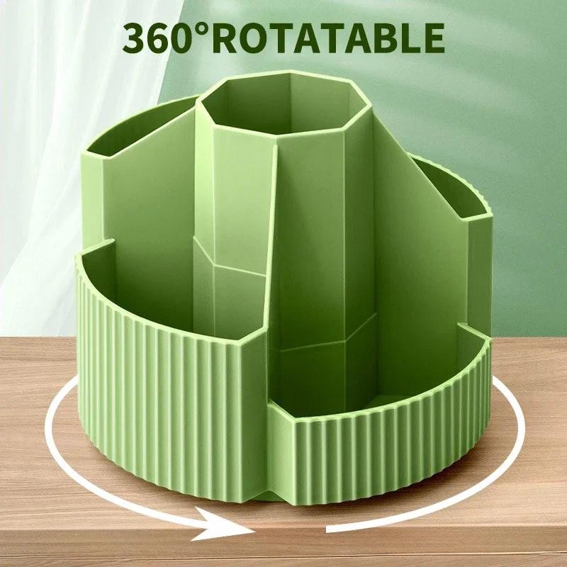 

Desktop Stationery Organizer 5 Slots Stationery Storage Box 360 Degree Rotating Cute Pencil Cup Pot for Home Office School