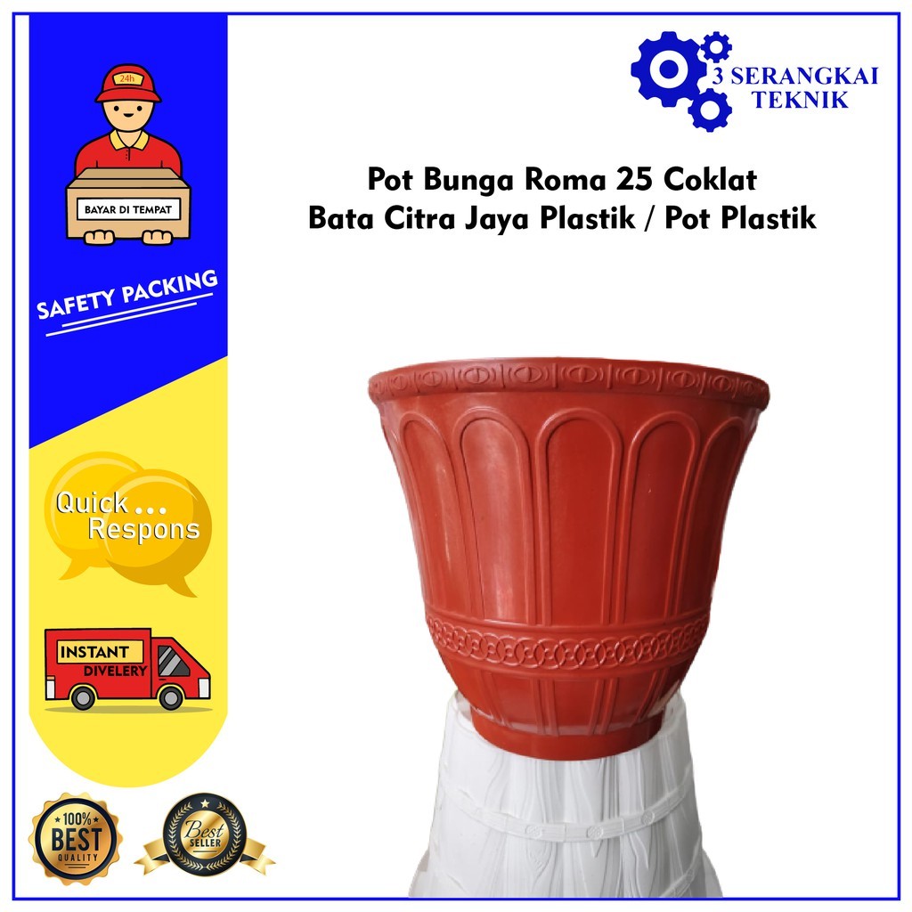 TISERA - Pot Bunga Roma 25 Coklat Bata Citra Jaya Plastik / Pot Plastik