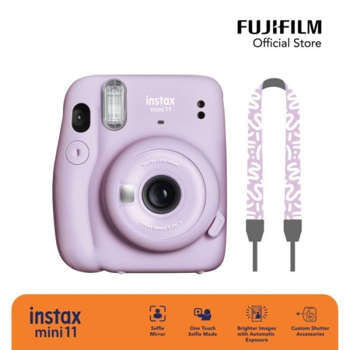 Fujifilm Instax Mini 11 Strap Package Instant Camera GARANSI RESMI - Lilac Purple
