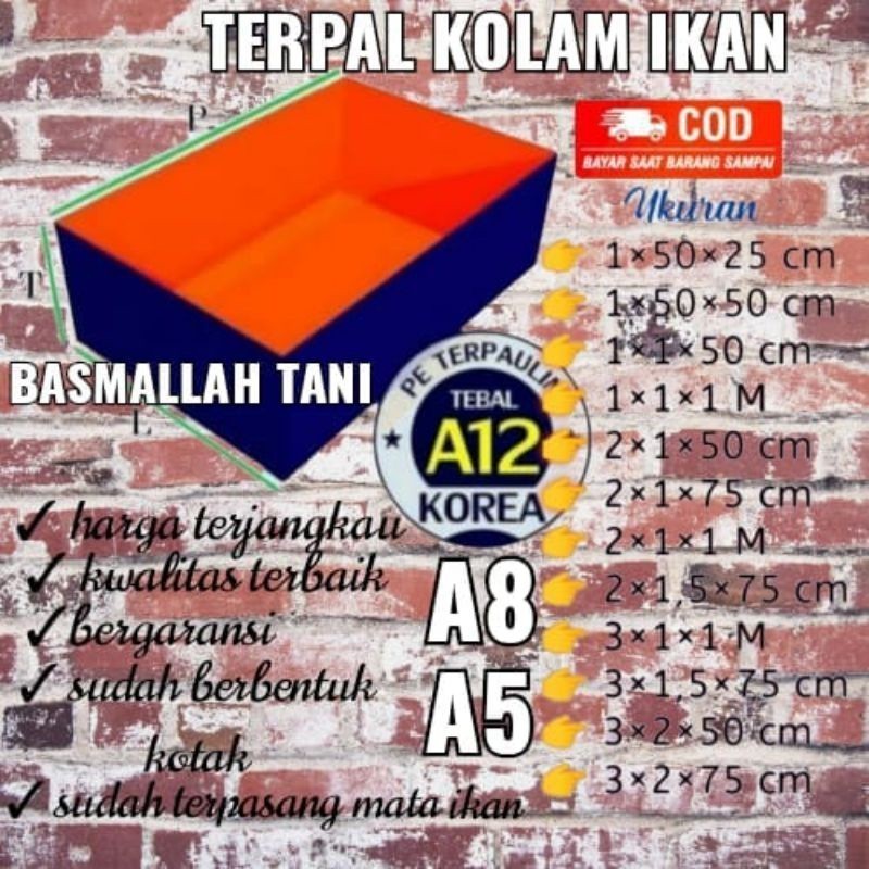 DISTRIBUTOR terpal terpal kolam A12 KOREA kolam terpal kolam terpal kotak terpal kolam tebal Bisa ba
