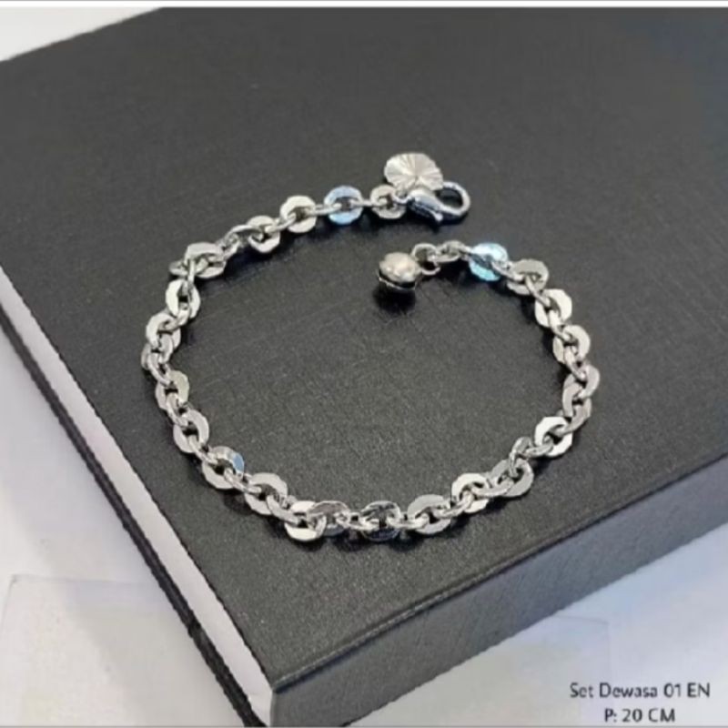 GELANG TANGAN TITANIUM GELANG WANITA VIRAL NURI SILVER ANTI KARAT ANTI