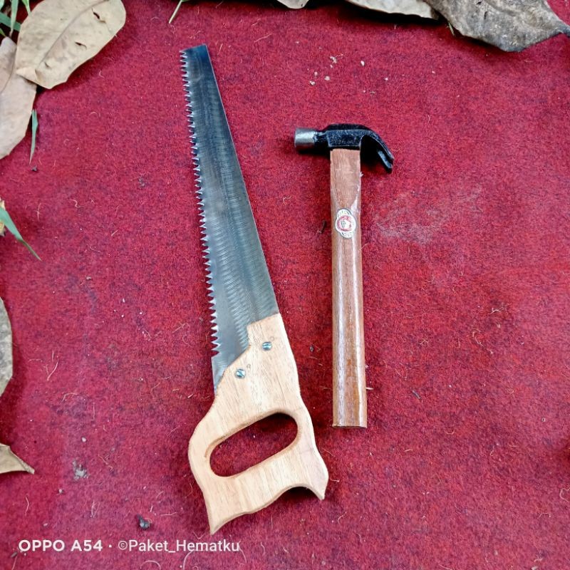 SET GERGAJI ANTIPAKU DAN PALU KAMBING GAGANG KAYU MURAH