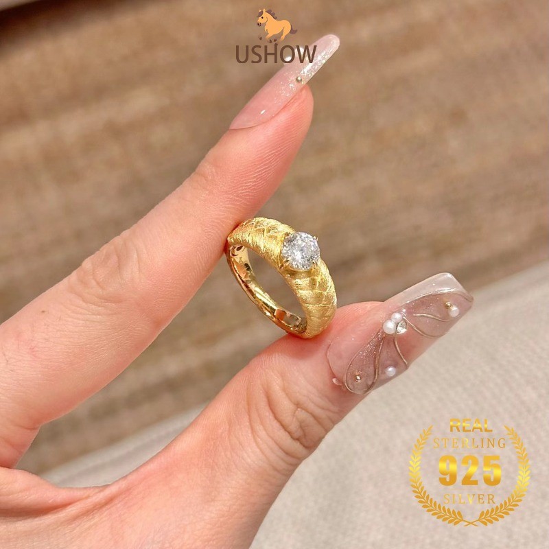 USHOW Cincin Emas 18k Untuk Wanita