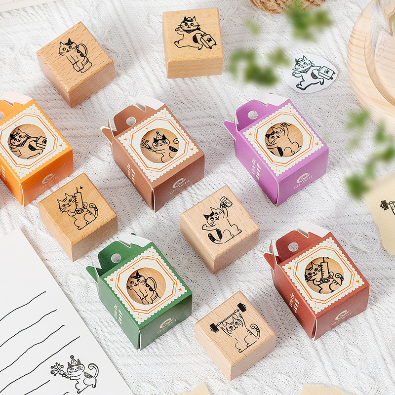 

1Pc Cute Cat Daily Decoration Stamp Wooden Rubber Stamps for Scrapbooking Stationery Diy Albums Handbook Craft Standard Seal