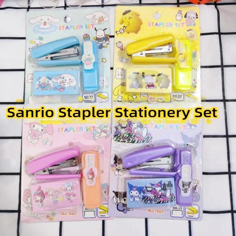 

Sanrio Kuromi Cinnamoroll Melody Mini Stapler Highlighter Set Student Office Small Stapler Kawaii School Supplies Stationery Set