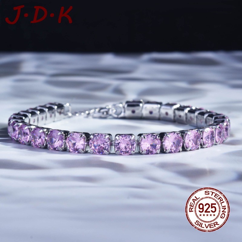 JDK 925 Perak Ungu Zircon Gelang Adjustable