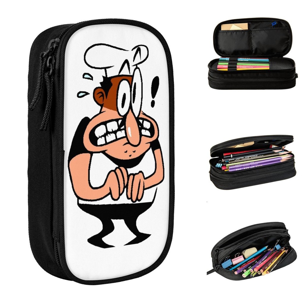 

Stressed Peppino Funny Game Pencil Cases Pizza Tower Pen Box Bags Girl Boy Big Capacity School Supplies Cosmetic Pencil Pouch