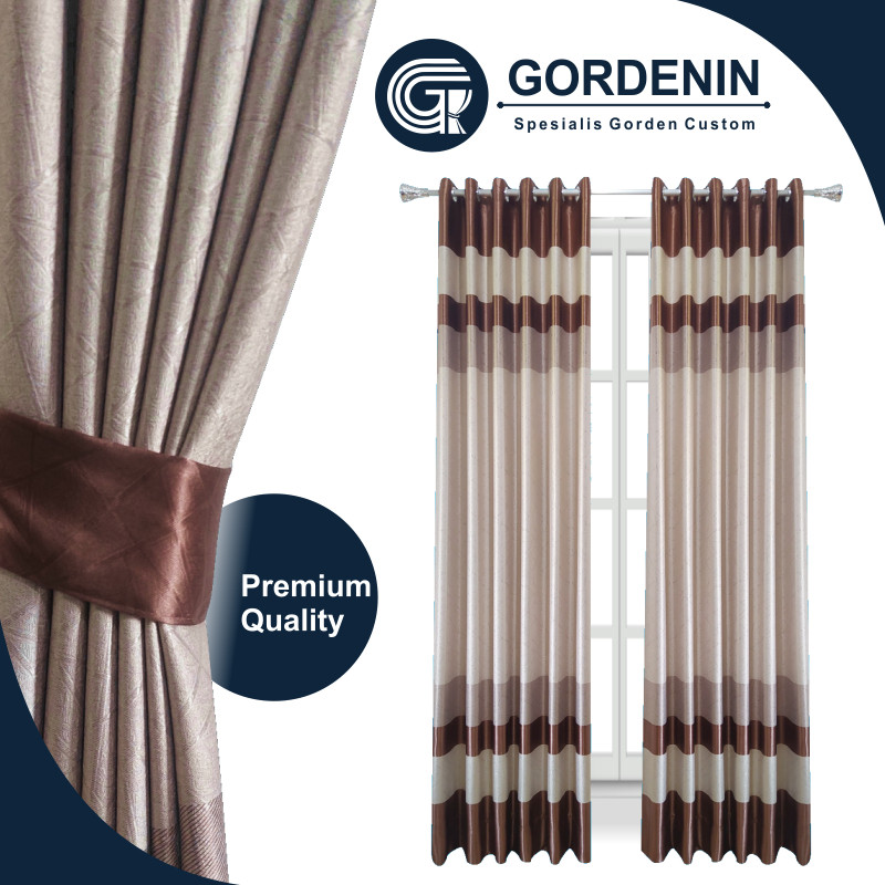 GORDENIN-Gorden Jendela Pintu Blackout Import  Motif Pelangi Coklat Gold Ungu Hijau BIru