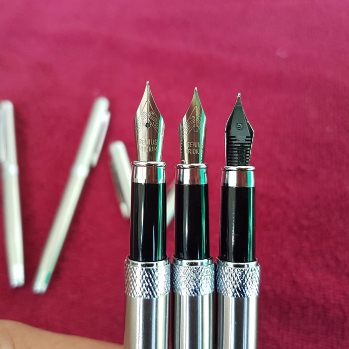 

best -Paket Murah..Fountain Pen Genius Titanium shiny Nib M-dan Tinta Hero.