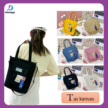 Totebag Kanvas Polos Premium Jinjing Selempang Tote Bag Resleting Multifungsi