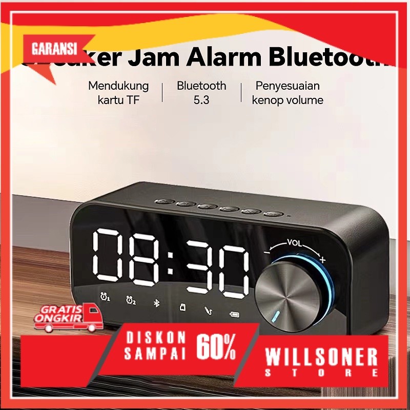 JAM DAN Speaker Bluetooth Portable Bass speaker Jam Alarm Clock LED Display Speaker Bluetooth Music 