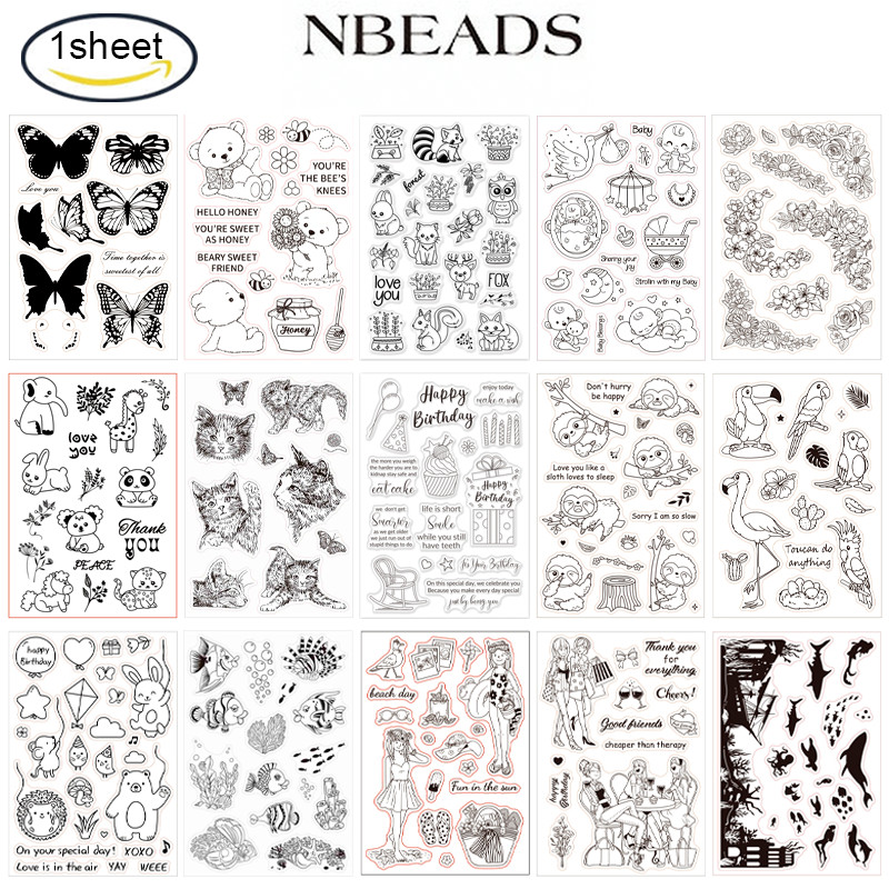

1PC Animals Silicone Clear Stamps Bear Hedgehog Rabbit Transparent Stamps for Birthday Valentine's Day Cards Making DIY
