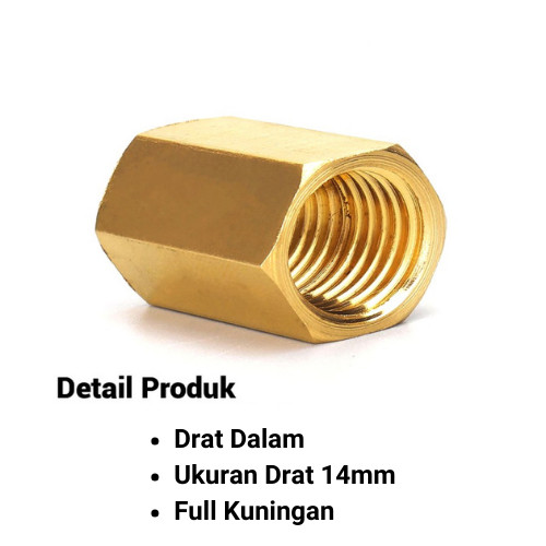 Konektor Double Drat Dalam Double Nepel Ukuran 14mm
