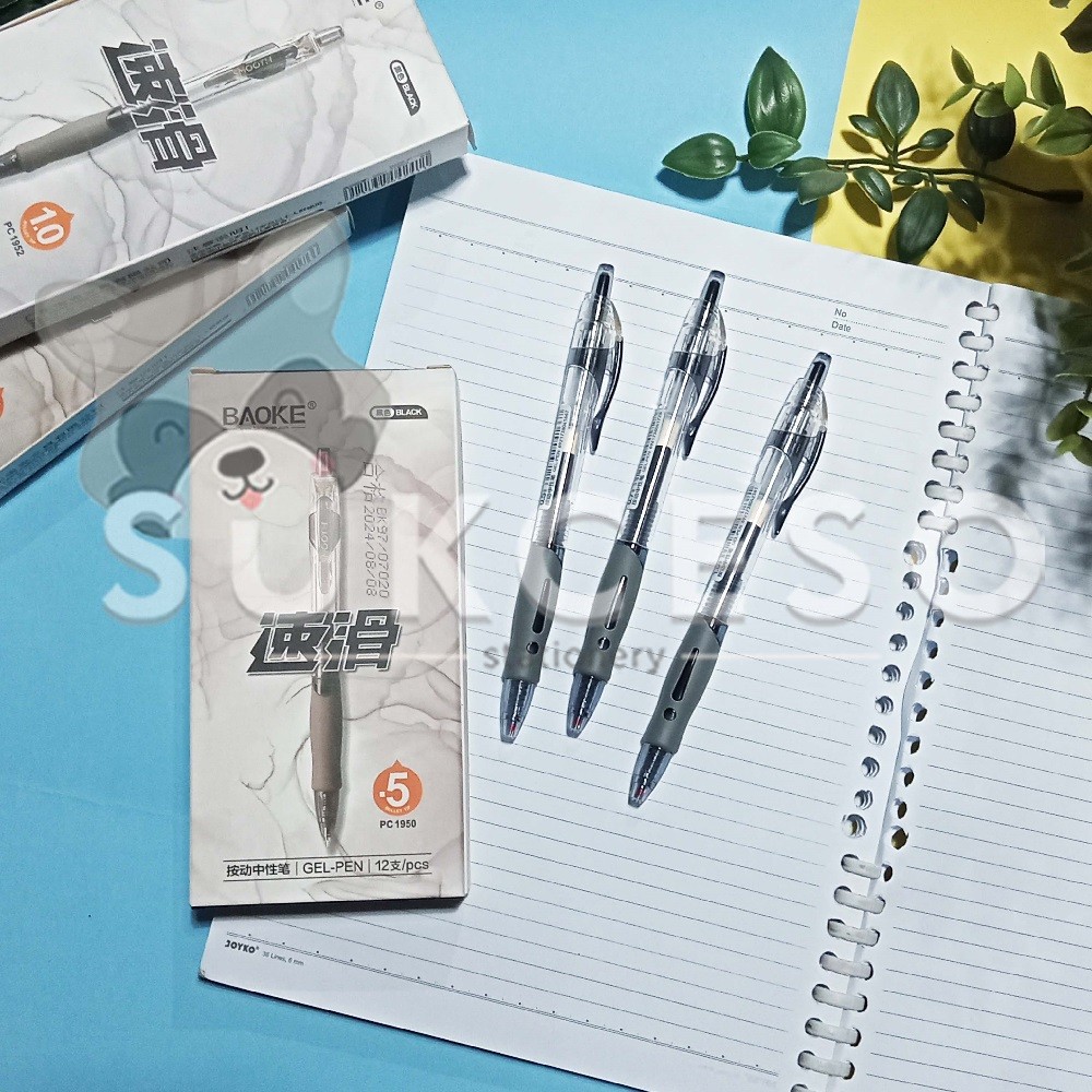 

BaoKe Gel Pen 0.5mm Retractable 0.5mm/0.7mm/1.0mm Black SATUAN Pulpen Murah