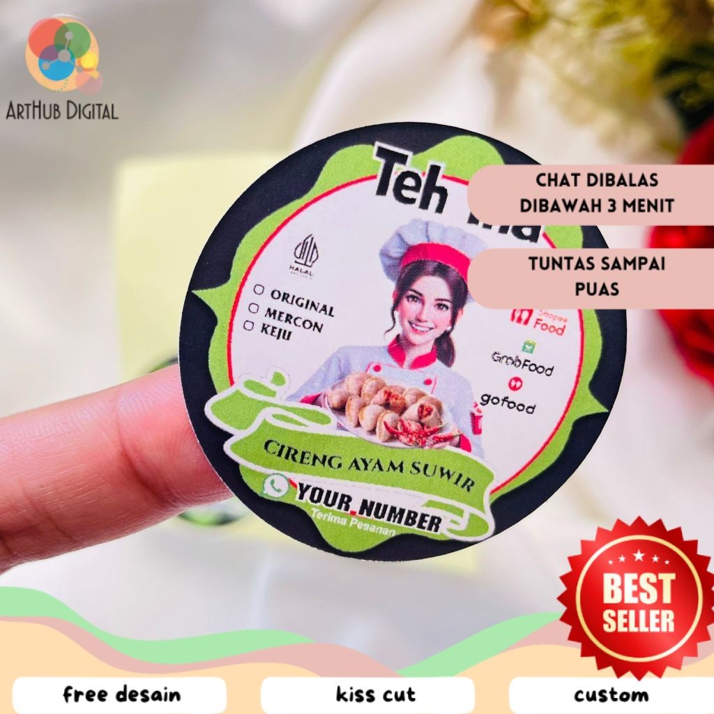 

AHD Sticker Cireng Isi Ayam Sticker Cilok Bulat Free Desain Label Cibay Murah Uk.Kecil 2-4