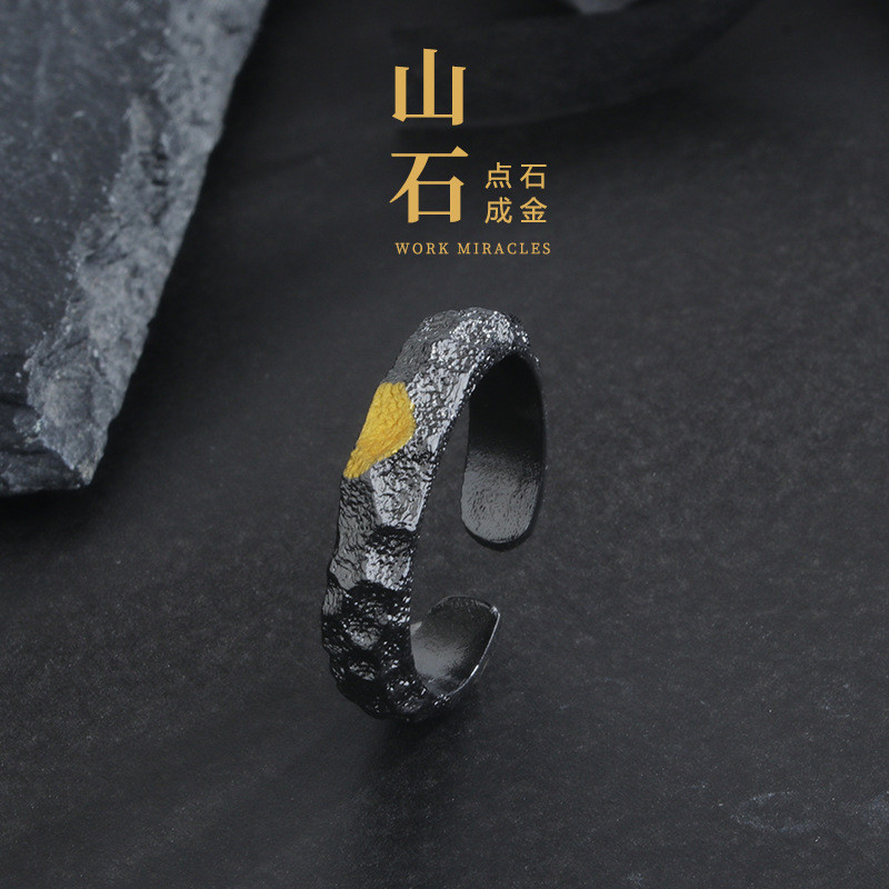 COD Cincin Pria Vintage Berlapis Emas dengan Batu Cincin Terbuka Bergaya Perhiasan Fashion Pria Cinc