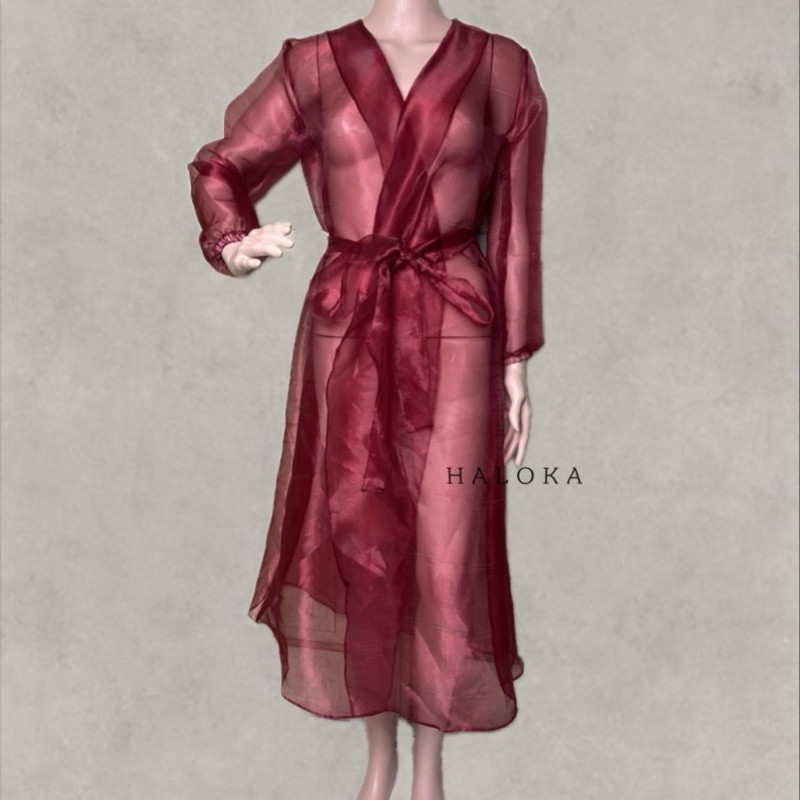 Aisha Long Outer Organza Premium With Belt / Outer Organza / Outer Kondangan Terlaris