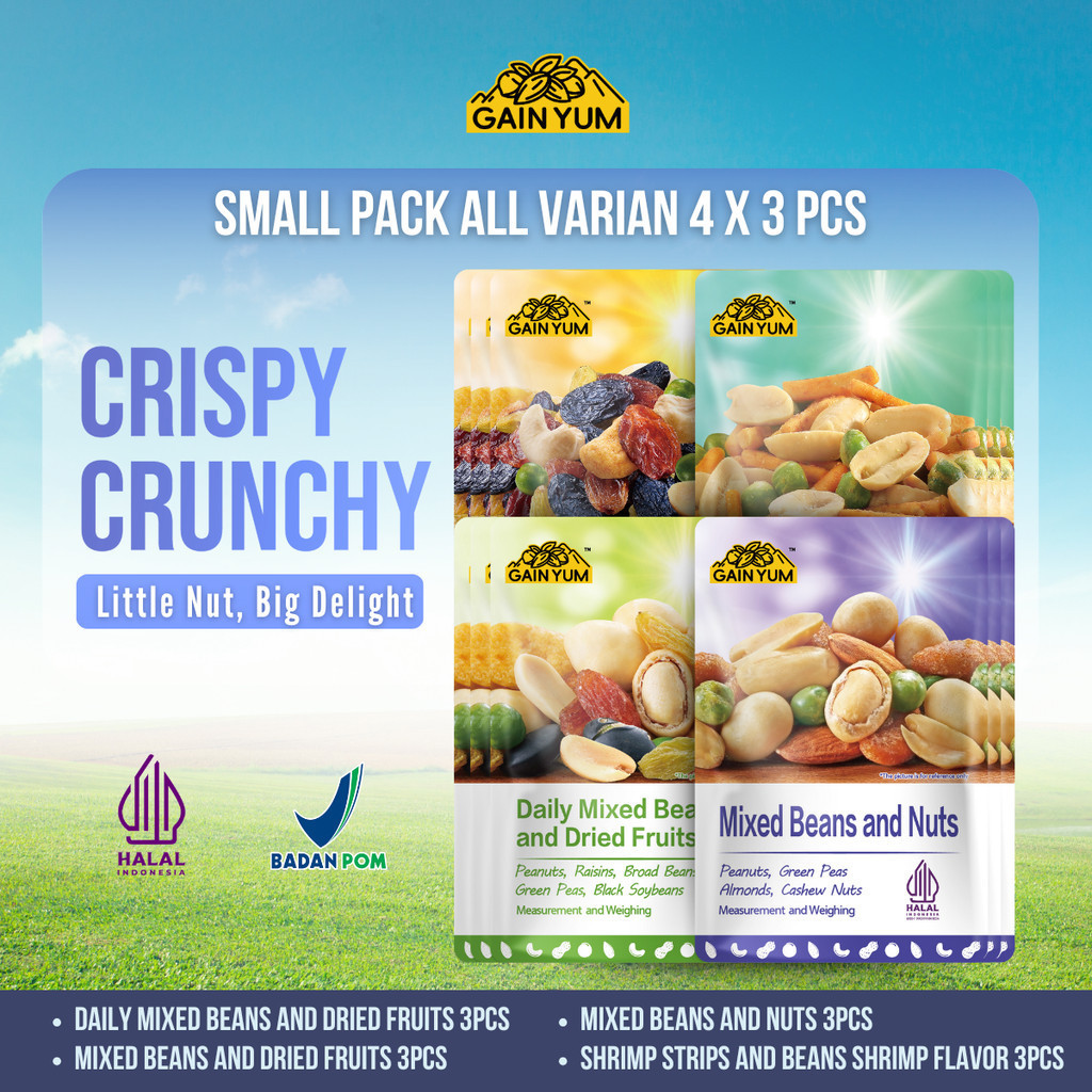 

[Gratis ongkir ] Paket kacang MIX buah kering, keripik udang,polong,koro - Gainyum_Halal & BPOM