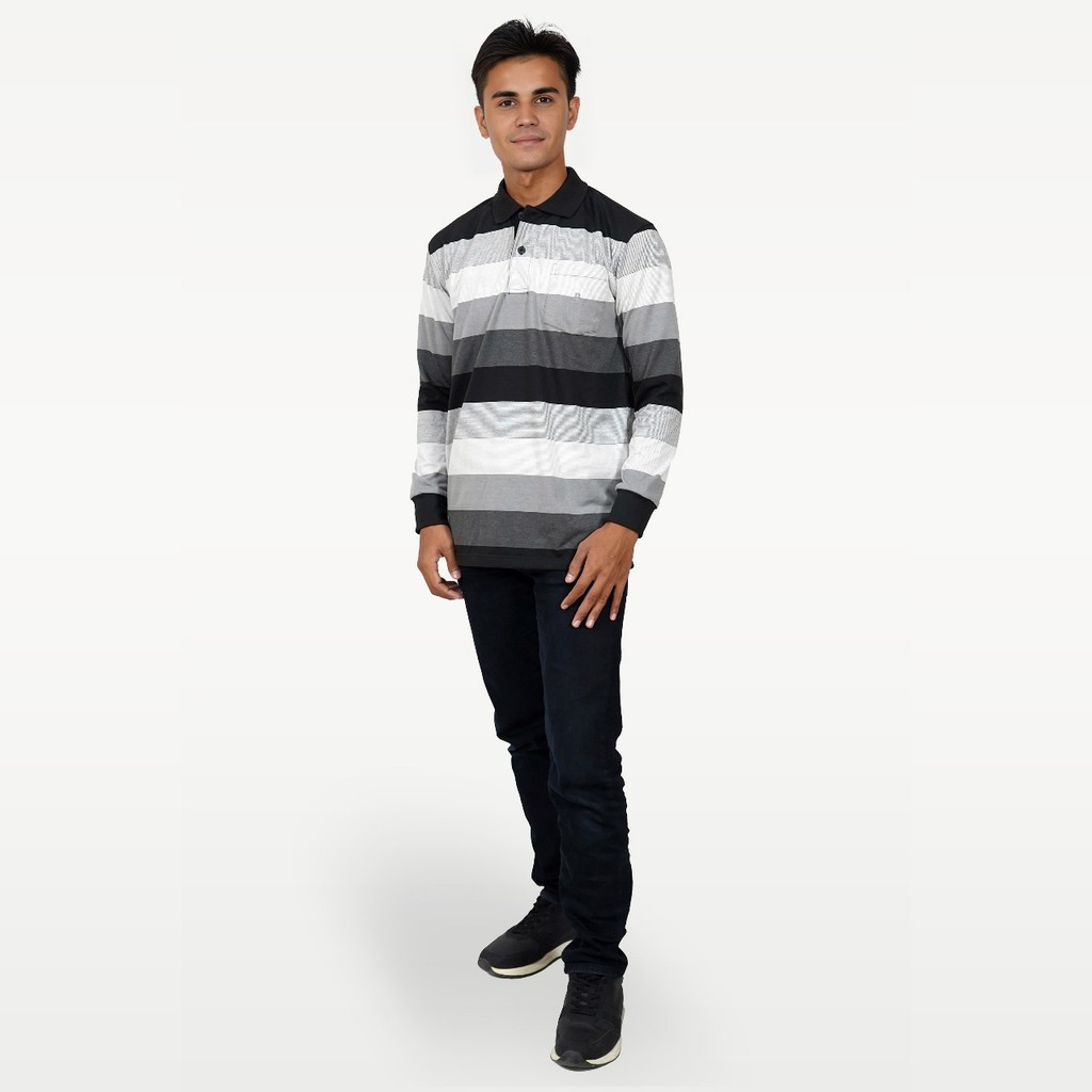 Baverre by Hassenda - Dev Kaos Polo Salur Lengan Panjang VPB20015BRU Hitam