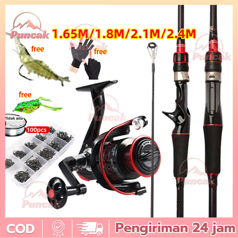 Joran Pancing Set 1.6m-2.4m Reel Pancing LK 2000-7000Joran UL Carbon Pancingan Set Lengka  Putar Rel