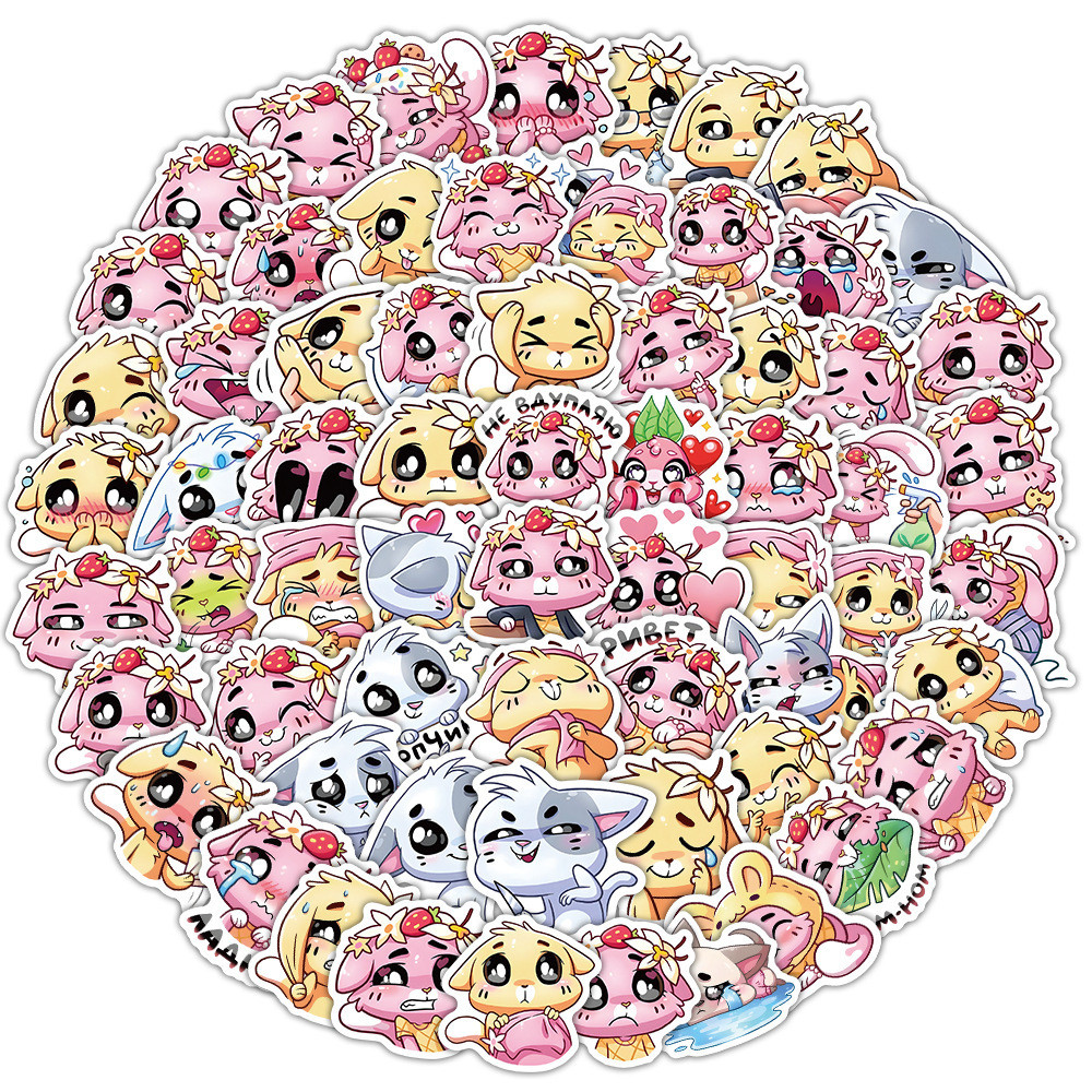 

70pcs Frustrated Kitten Cartoon Cute Mobile Phone Notebook Decoration Sticker