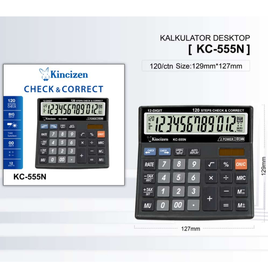 

Kalkulator Merk New Kincizen KC-555N MEJA DAGANG COMPACT 12 DIGIT CHECK CEK ULANG CALCULATOR Bisa Cod