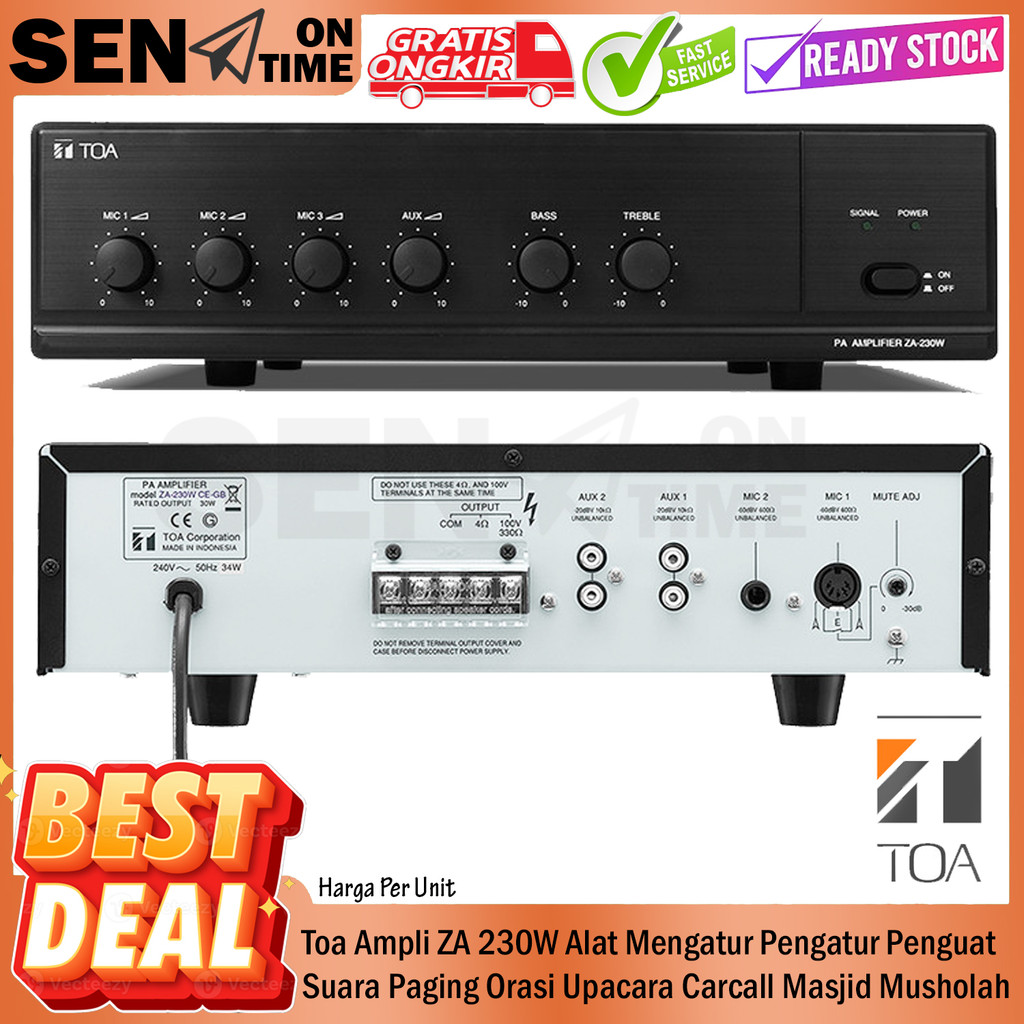 Toa Ampli ZA 230W Speaker Alat Mengatur Pengatur Penguat Suara Paging Orasi Upacara Carcall Masjid M