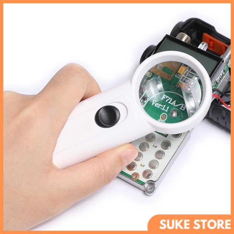 

Kaca Pembesar Handheld Magnifiying Glass Lup with 2 LED 35mm 8X - JM-Z19