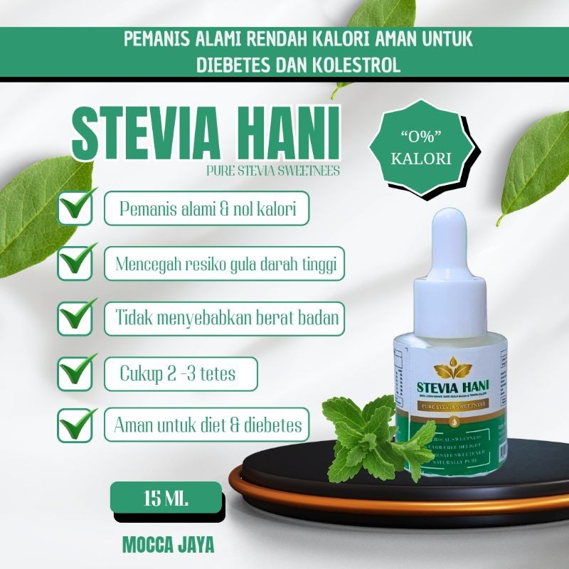 

Stevia Hani - Natural Sweetener Pemanis Alami Nol Kalori Aman untuk Penderita Diabetes kemasan 15ml