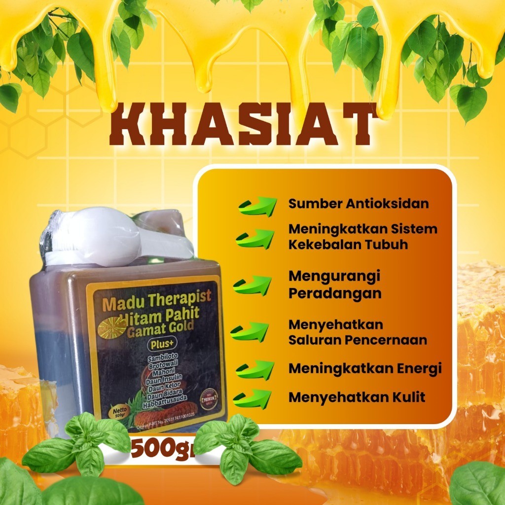 

Madu Hitam Pahit Terapist Gamat Gold plus herbal Therpist 500Gr