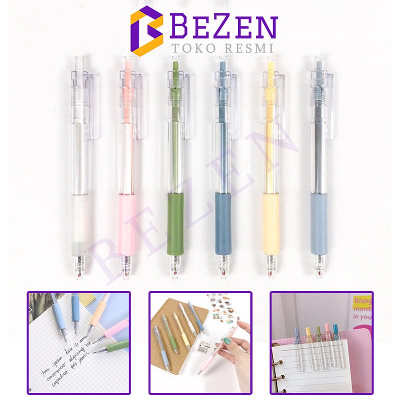 

BZ Alat Tulis Sekolah Kantor Pen Warna Warni Bolpoint Polos Murah t Pulpen Cetekan Transparant Polos Pena Gel 0.5mm Tinta Hitam