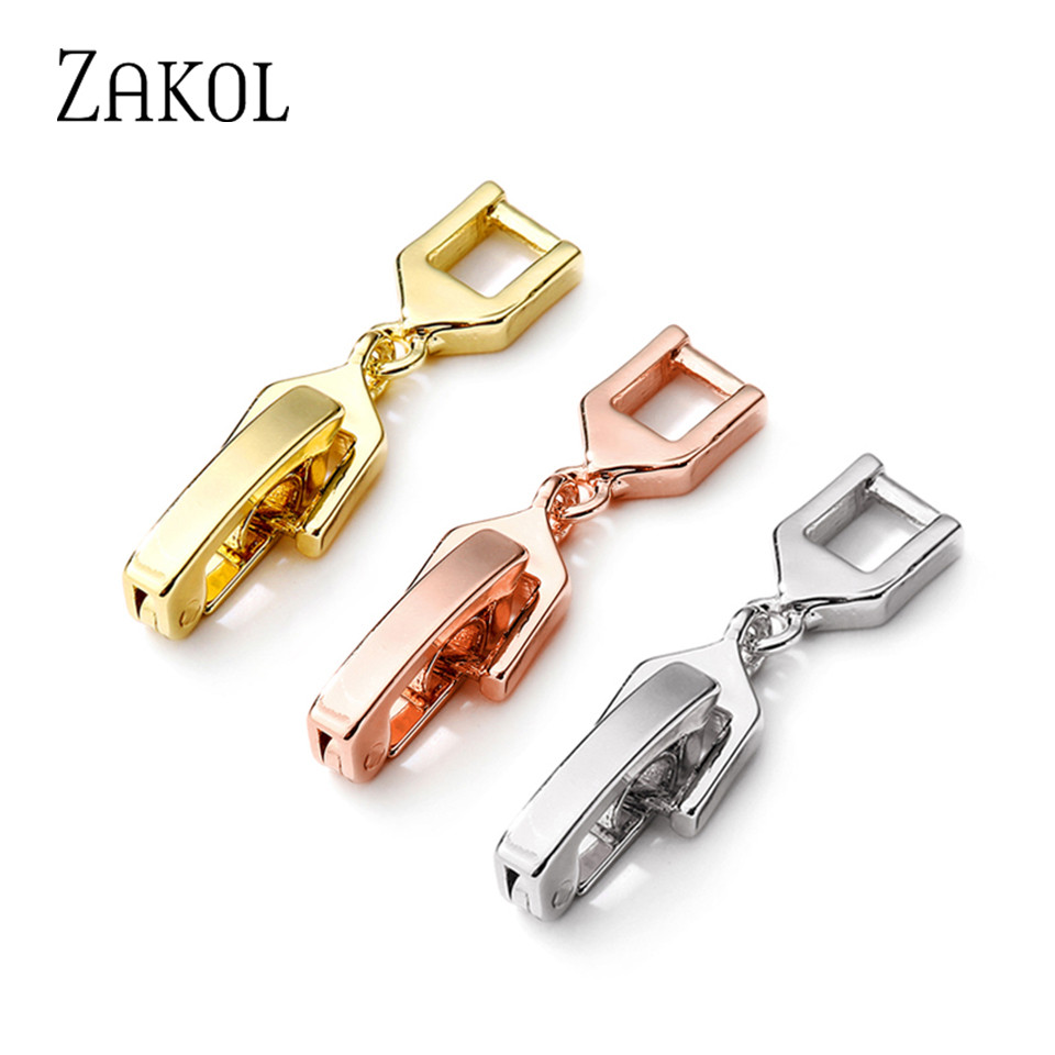 

ZAKOL Three Colors Necklace Bracelet Extenders Simple Extension Fold Over Clasp for Jewelry Making Whole