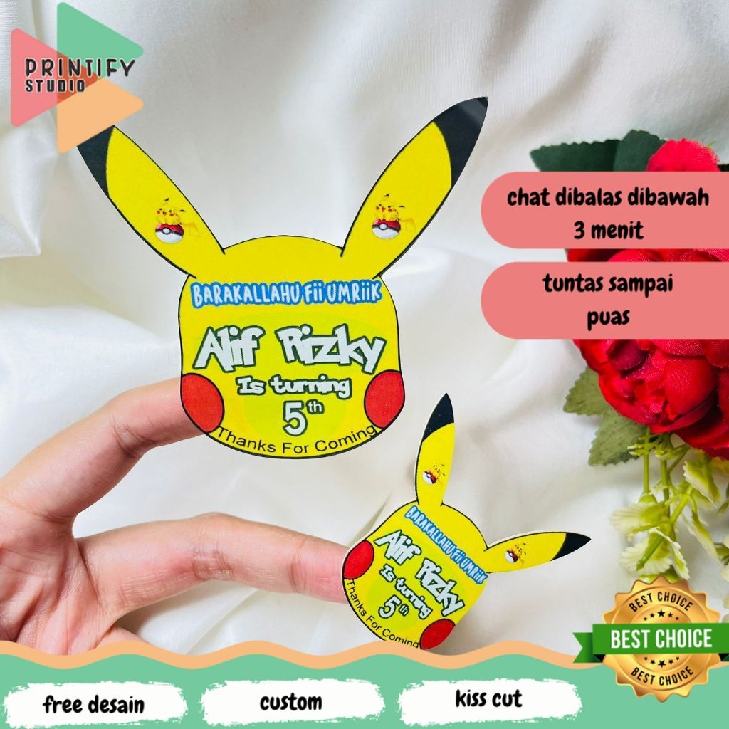 

Printify Sticker Karakter Ulang Tahun Anak Stiker Label Hampers Birthday Bentuk Custom Uk.Besar