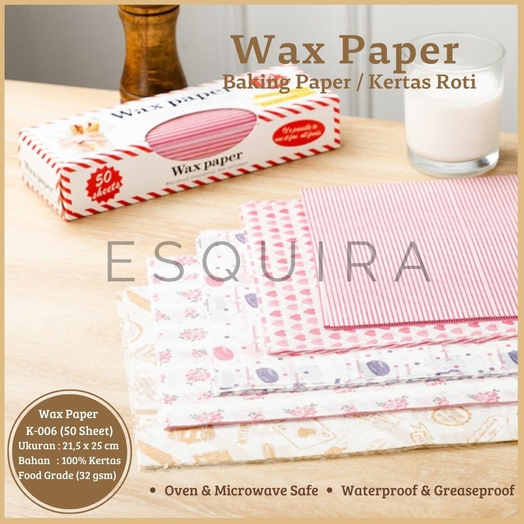 (ECO) Wax Paper 50 Pcs / Korean Bento Cake Baking Paper /K-006
