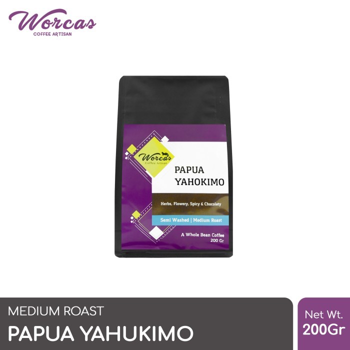 WORCAS Arabica Papua Yahukimo 200 Gram - Medium Roasted Coffee - KOPI BIJI