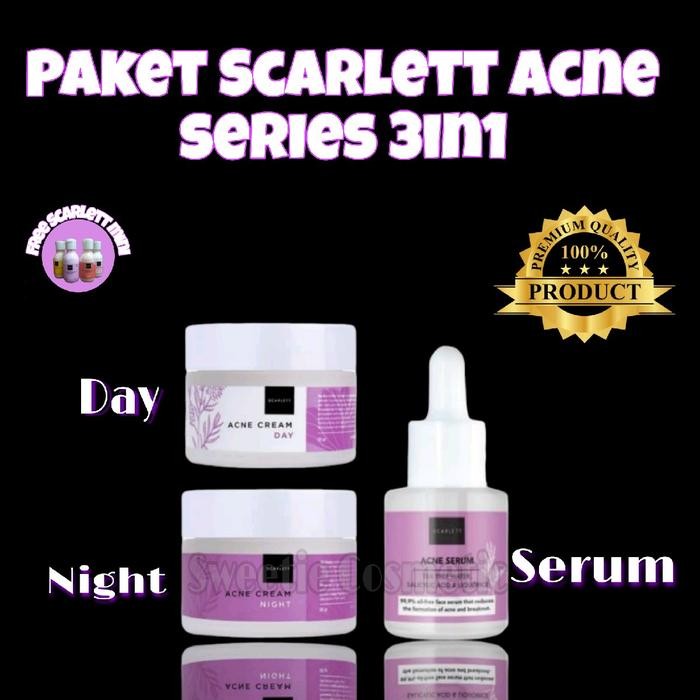 Paket Skincare Original SCARLETT WHITENING Acne Series 3 in 1 - Paket Perawatan Jerawat Scarlett Whi