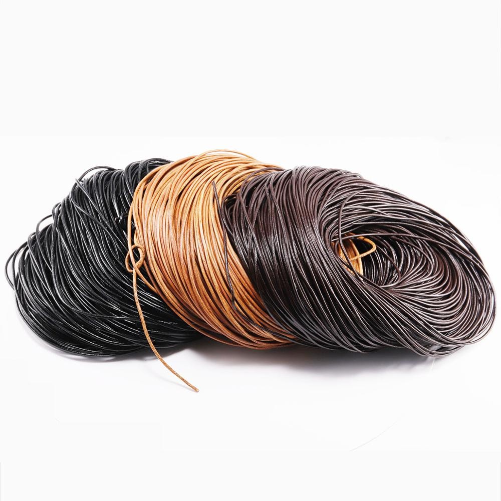 

5 Meters/Lot 1-6mm Genuine Cow Leather Round Thong Cord DIY Bracelet Findings Rope String For Jewelry Making
