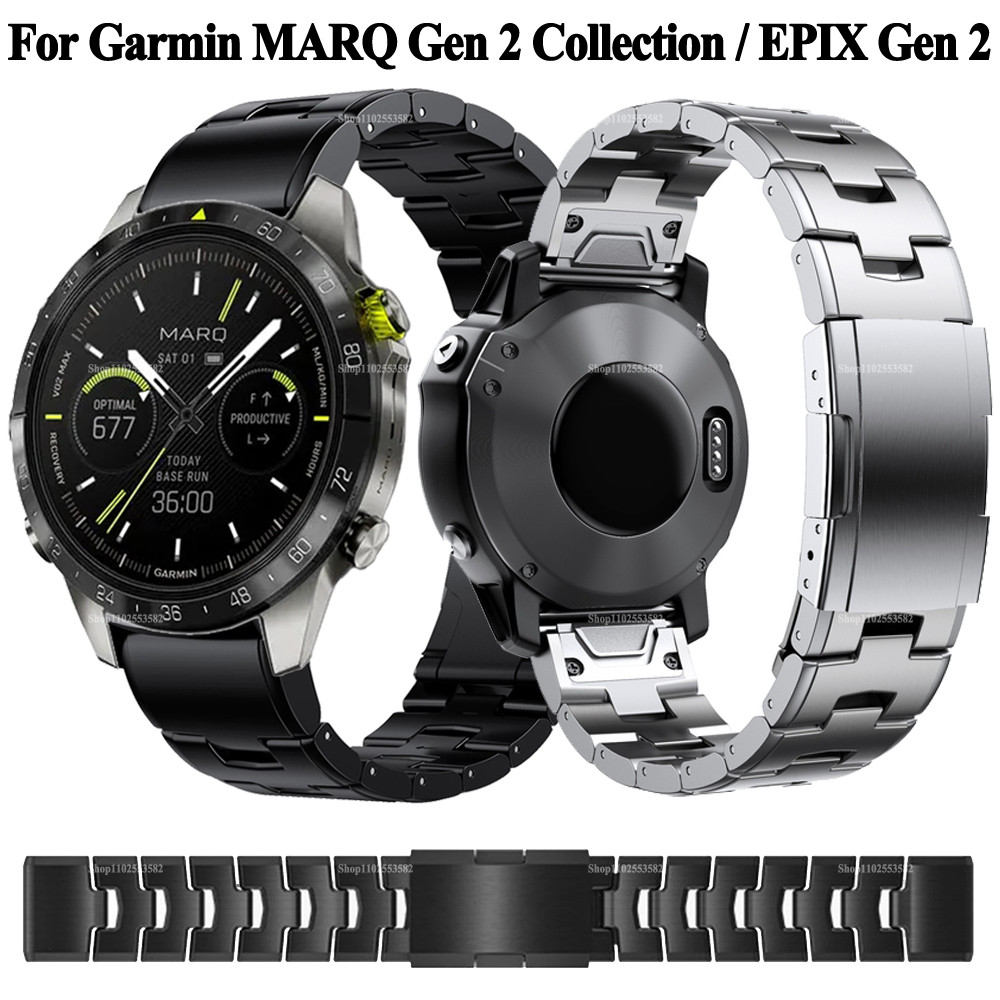 Quickfit 22/26mm Titanium Alloy Straps Bands For Garmin MARQ Athlete Adventurer Golfer Captain Aviat