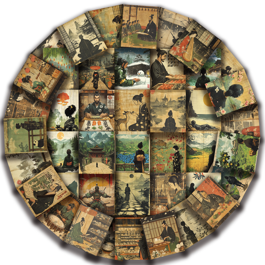 

50pcs Ukiyo-e Woodcut Portraits Graffiti Decorative Stickers Laptop Water Bottle Luggage Helmet Motorcycle Stickers