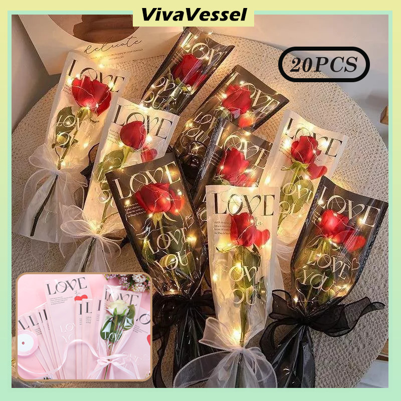 

Plastik Bunga Single Flower Tulisan Love Printed Korean Style Bunga Tangkaian Satuan Putih/Hitam/Merah muda/Biru