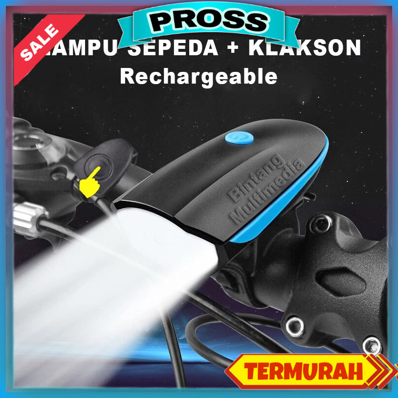 Lampu Sepeda dengan Klakson Tahan Air dan Tahan Hujan Sepeda / Sepeda Gunung Ringan / Lampu Depan Se