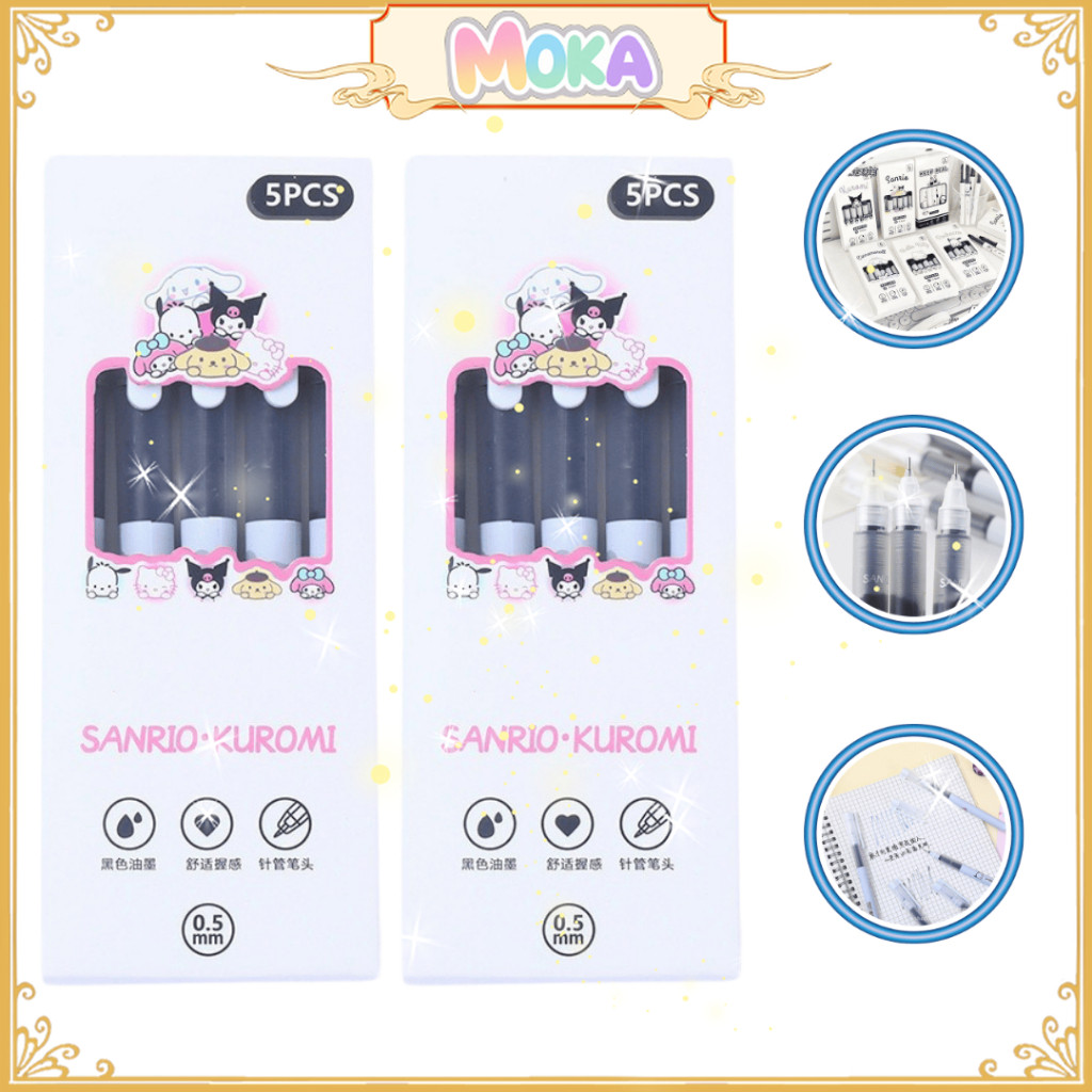 

MOKA Pulpen Gel Cair Dengan Ujung Runcing 0,5 Mm Tinta Hitam Motif Simple Kawaii MKP146