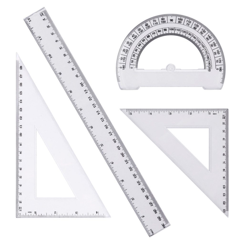 

Eagle 4PCS Ruler Set Drawing Ruler Measurement Geometry Triangle Ruler Straightedge Protractor School&Office Stationery