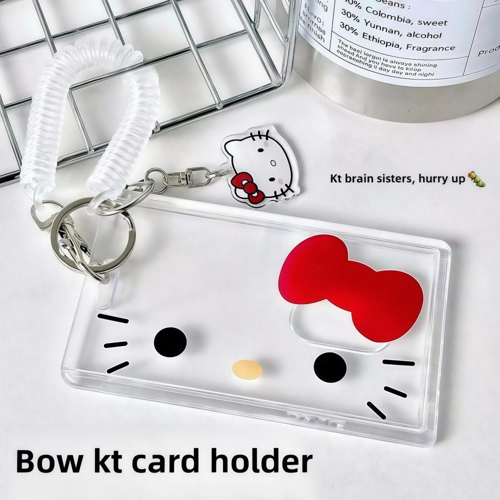 

Hello Kitty Cartoon Card Holder for Girls with Keychain Perfect for ID Student Bus Cards Gift Idea Adorable Present Kawaii Style