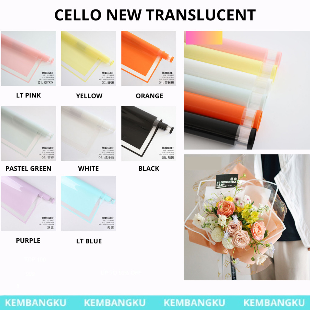 

(PACK) cellophane kertas buket NEW TRANSLUCENT isi 20 lembar