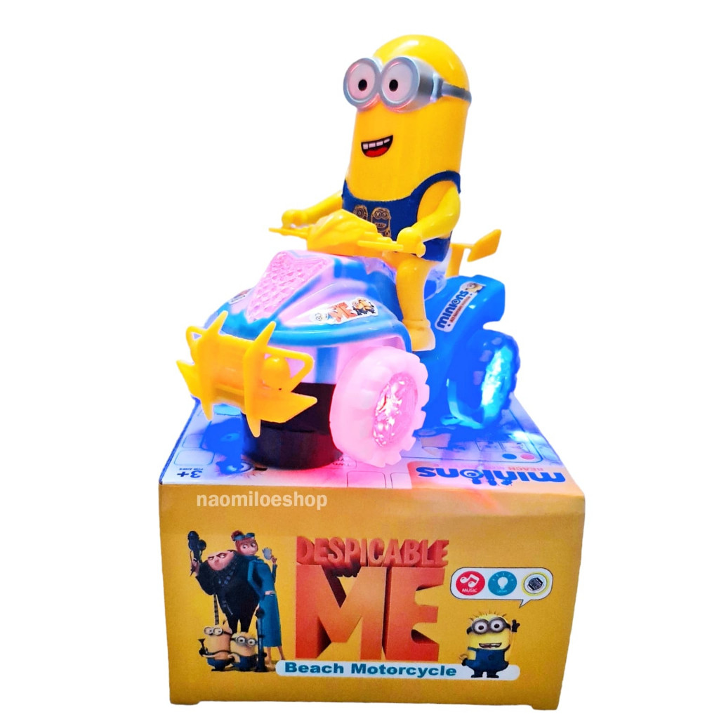 Mainan Minion ATV mainan minions naik motor ATV berjalan musik dan lampu / mainan motor
