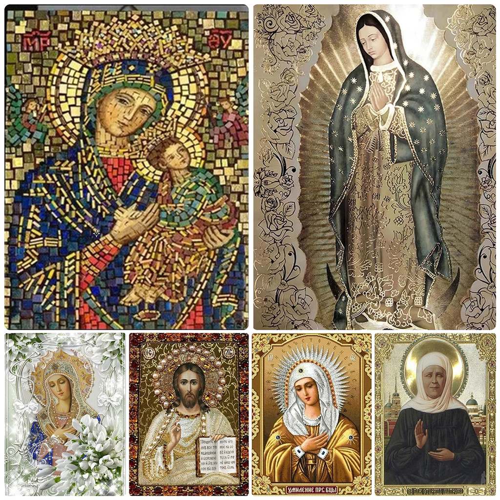 

Our Lady of Guadalupe 5D DIY Diamond Painting Jesus Christ Cross Stitch Kit Virgin Diamond Mosaic Religion Embroidery Home Decor