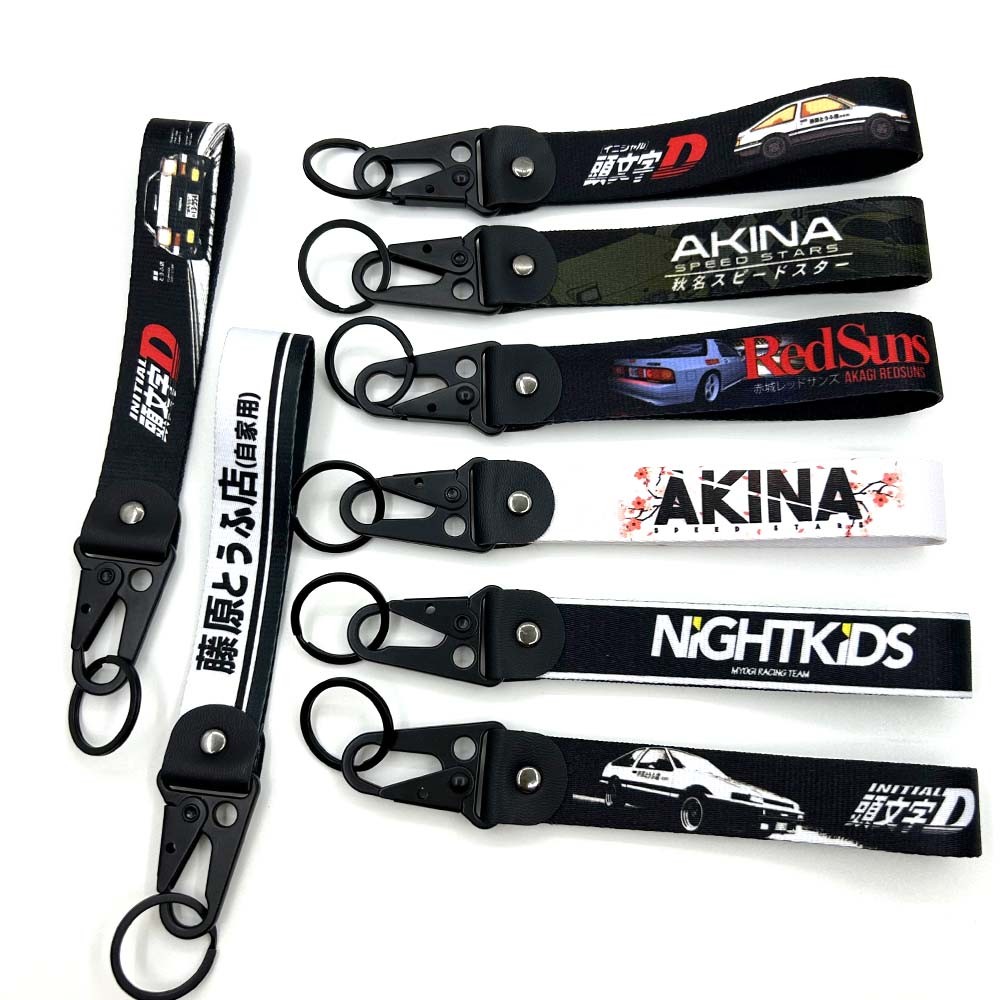 Initial D Keychain JDM Japanese Nylon Key Tags Moto Keychain Fujiwara Tofu Keyring Car Lanyard JDM R